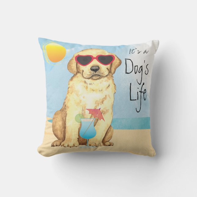 Summer Yellow Lab Outdoor Pillow (Front)