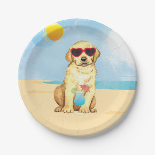 Summer Yellow Lab Paper Plate