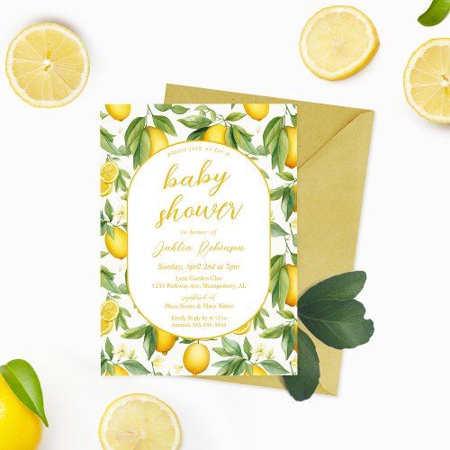 Summer Yellow Lemon Baby Shower Invitation