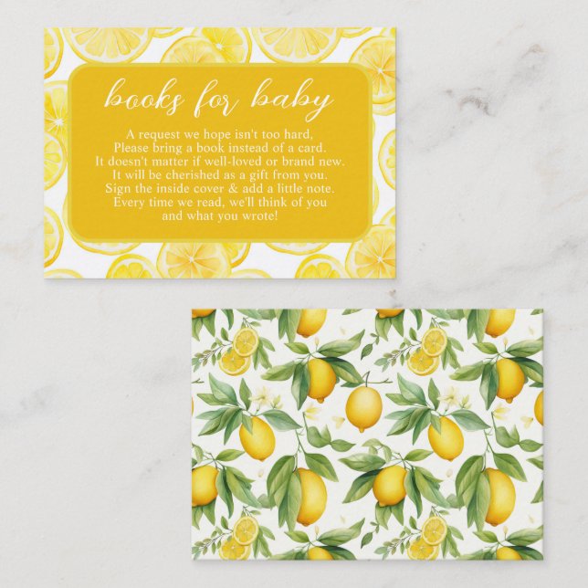 Summer Yellow Lemon Books For Baby Enclosure Card (Front/Back)