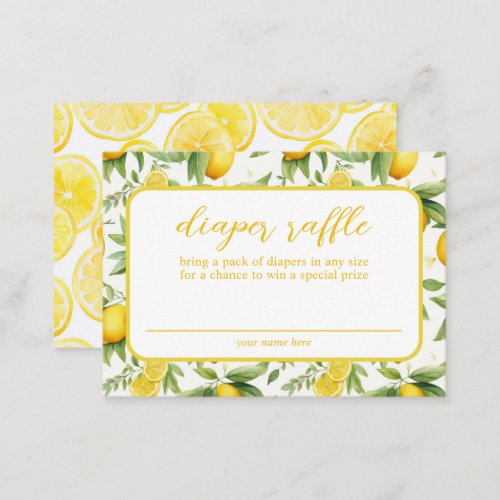 Summer Yellow Lemon Diaper Raffle Enclosure Card