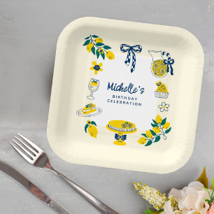 Summer Yellow Lemon Main Squeeze Birthday Party Paper Plates