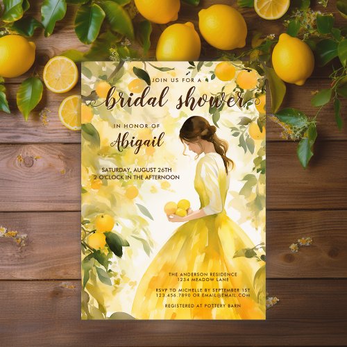 Summer Yellow Lemon Orange Citrus Bridal Shower Invitation