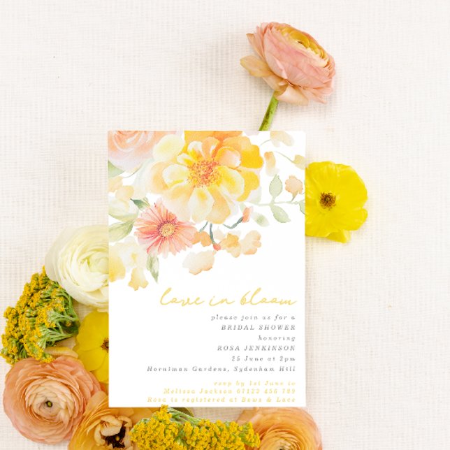 Summer Yellow Love in Bloom Floral Bridal Shower Invitation (Creator Uploaded)