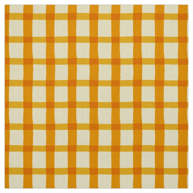 Summer Yellow Orange Gingham Fabric (Swatch)