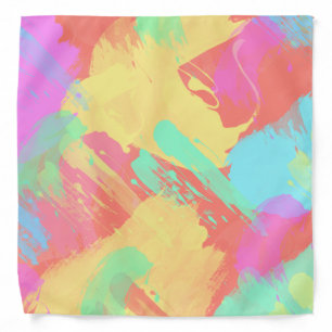 Summer yellow orange mint pink coral brushstrokes bandana