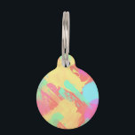 Summer yellow orange mint pink coral brushstrokes pet name tag<br><div class="desc">Colorful abstract design.</div>