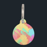 Summer yellow orange mint pink coral brushstrokes pet name tag<br><div class="desc">Colorful abstract design.</div>