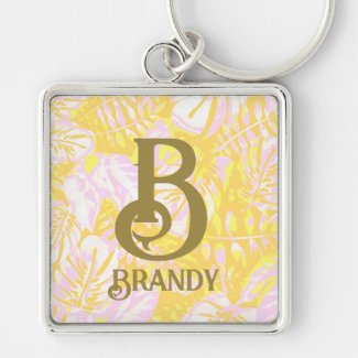 Summer Yellow Palm Leaf Beach Vibe Keychain