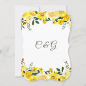 Summer yellow rose floral hand lettered wedding invitation (Back)