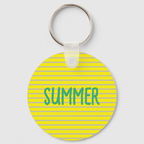 Summer Yellow Stripes Trendy Simple Stylish Modern Keychain