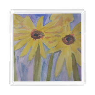 Summer Yellow Sunflowers Acrylic Serving Tray
