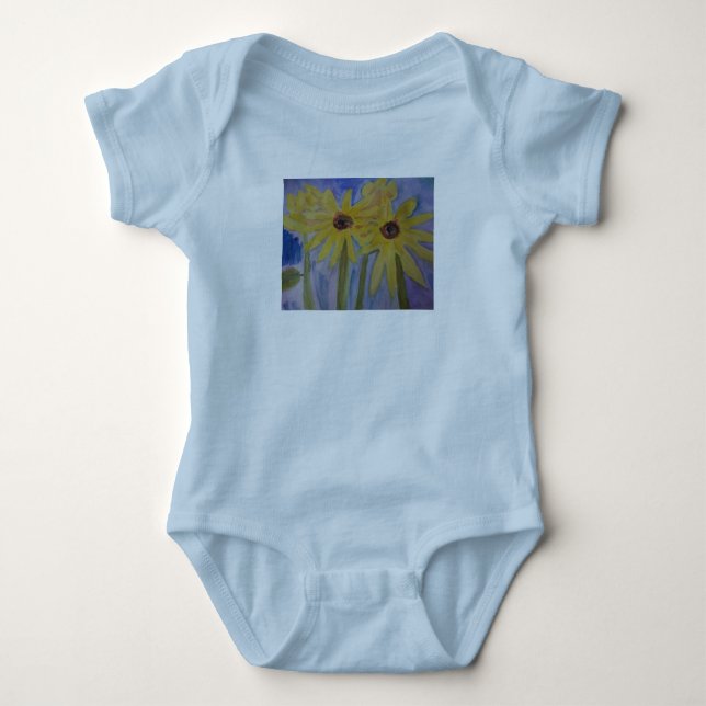 Summer Yellow Sunflowers Baby Bodysuit (Front)