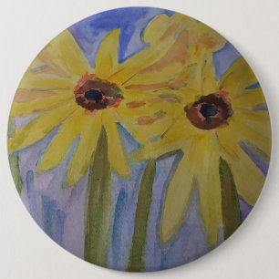 Summer Yellow Sunflowers Badge Button