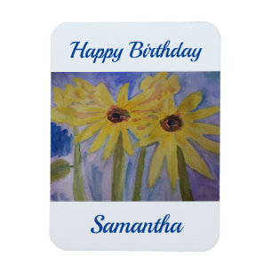 Summer Yellow Sunflowers Birthday Magnet