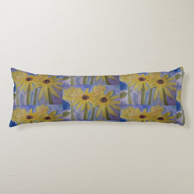 Summer Yellow Sunflowers Body Pillow (Front)