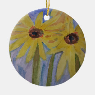 Summer Yellow Sunflowers Ceramic Ornament