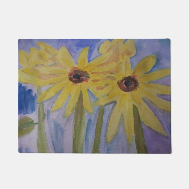 Summer Yellow Sunflowers Door Mat (Front)