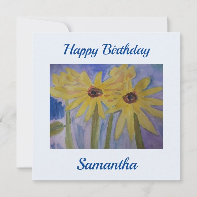 Summer Yellow Sunflowers Flat Birthday Card (Front)
