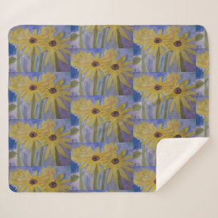 Summer Yellow Sunflowers Sherpa Blanket