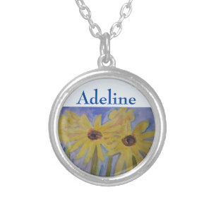 Summer Yellow Sunflowers Silver Plated Necklace