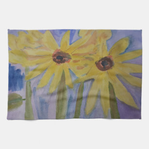 Summer Yellow Sunflowers Tea Towel