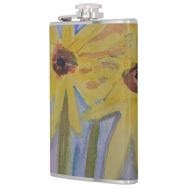 Summer Yellow Sunflowers Vinyl Flask (Left)