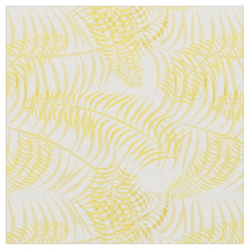 Summer Yellow White Palm Print Fabric