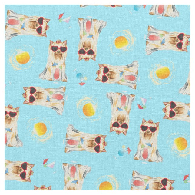 Summer Yorkie Fabric (Close Up)
