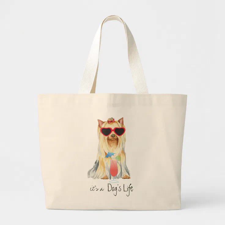 Summer Yorkie Large Tote Bag | Zazzle