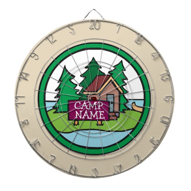 Summer youth camp cabin island w/custom sign dart board (Front)