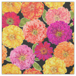 Summer Zinnias Floral Pink Yellow Pattern Fabric