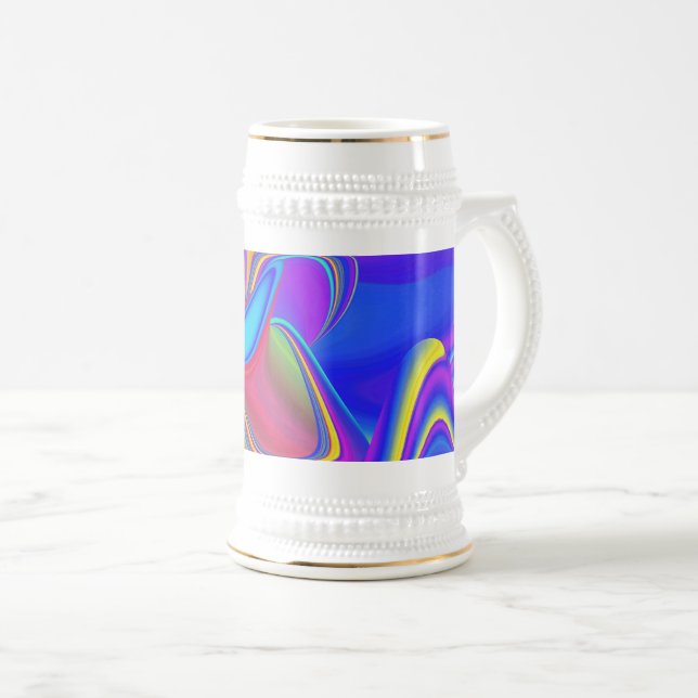 Summerfeeling , Abstract 3D Rainbowart Beer Stein (Front Right)