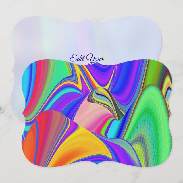 Summerfeeling , Abstract 3D Rainbowart Save The Date (Front/Back)