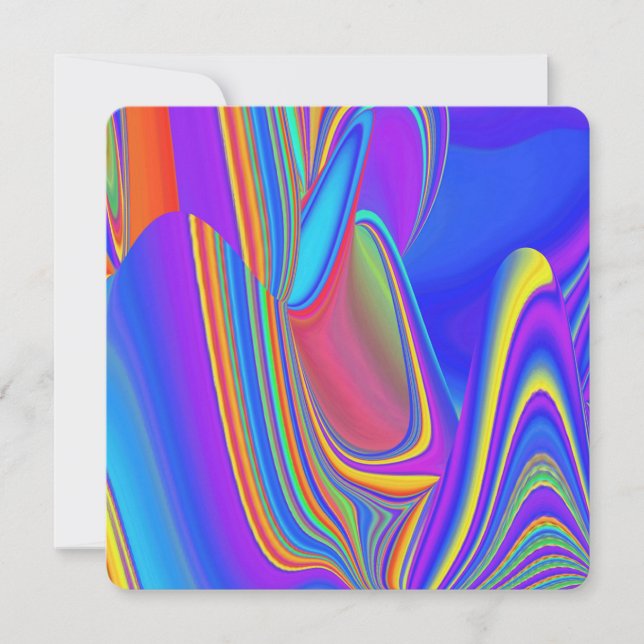 Summerfeeling , Abstract 3D Rainbowart Save The Date (Front)