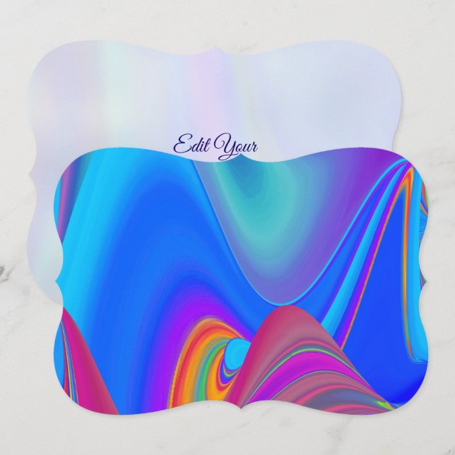 Summerfeeling , Abstract 3D Rainbowart Save The Date (Front/Back)
