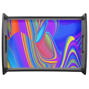 Summerfeeling , Abstract 3D Rainbowart Serving Tray