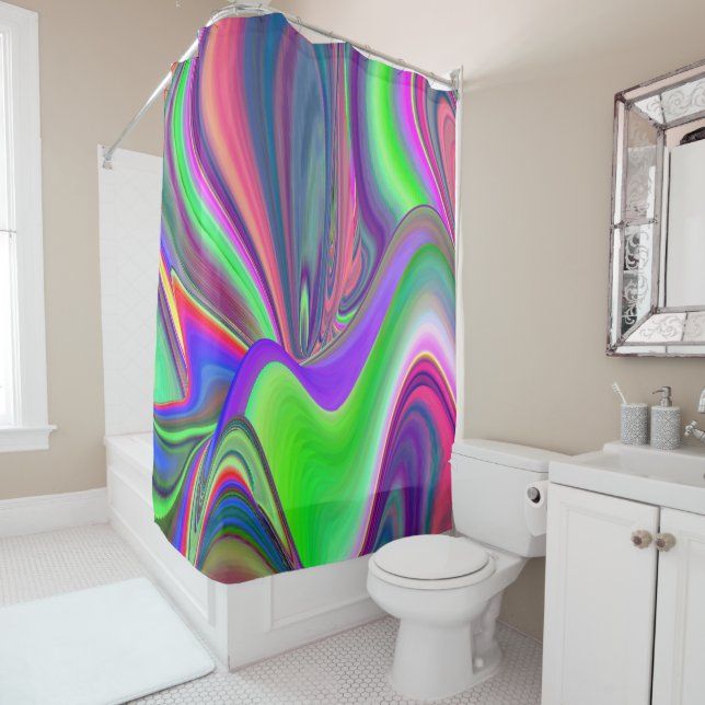 Summerfeeling , Abstract 3D Rainbowart Shower Curtain (In Situ)