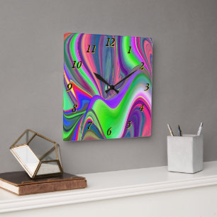 Summerfeeling , Abstract 3D Rainbowart Square Wall Clock
