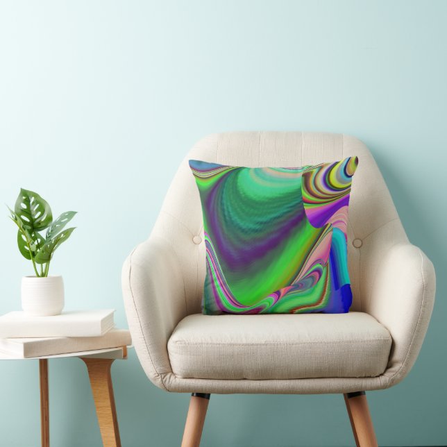 Summerfeeling , Abstract 3D Rainbowart Throw Pillow (Chair)