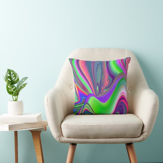 Summerfeeling , Abstract 3D Rainbowart Throw Pillow (Chair)