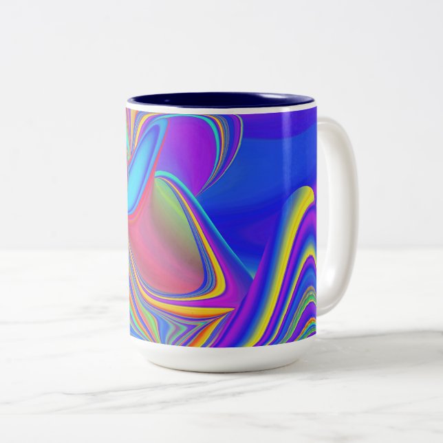 Summerfeeling , Abstract 3D Rainbowart Two-Tone Coffee Mug (Front Right)