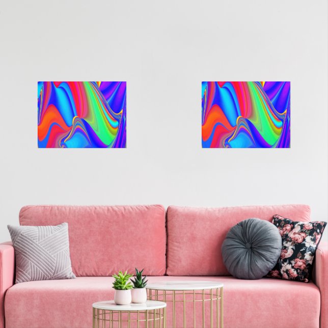 Summerfeeling , Abstract 3D Rainbowart Wall Art Sets (Livingroom)
