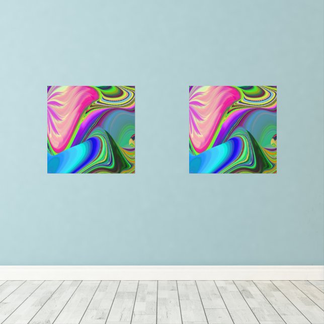 Summerfeeling , Abstract 3D Rainbowart Wall Art Sets (Wood Floor)