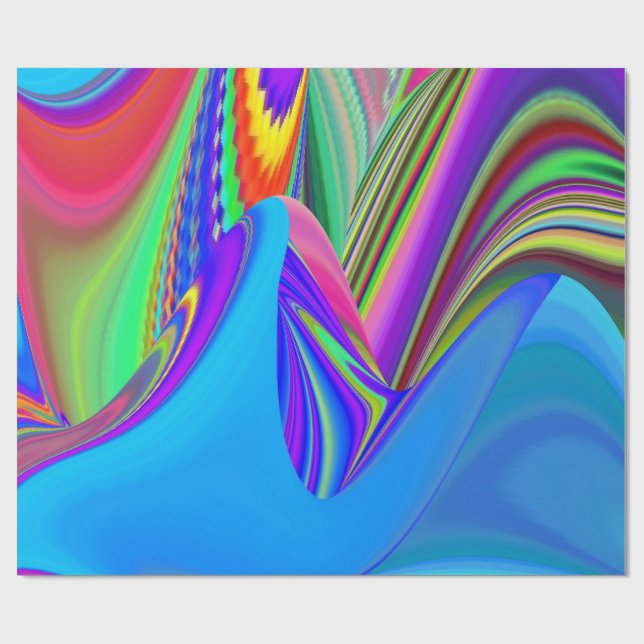 Summerfeeling , Abstract 3D Rainbowart Wrapping Paper (Flat)