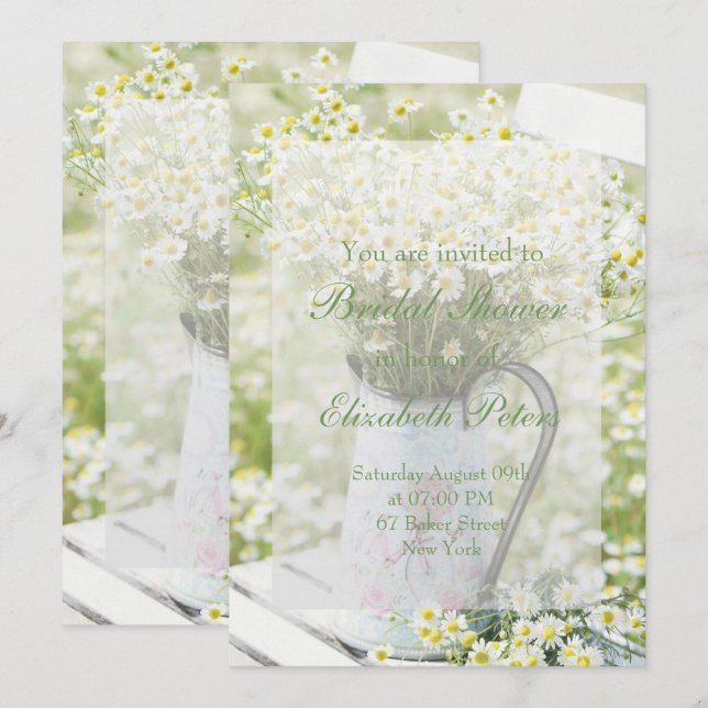 Summerfield Daisies Camomile Flower Bridal Shower Invitation (Front/Back)
