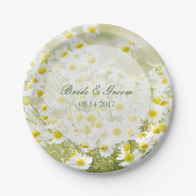 Summerfield Daisies Camomile Flower Floral Wedding Paper Plates (Front)