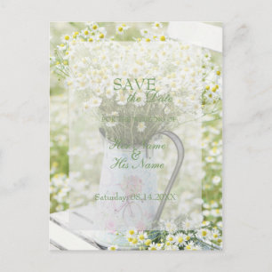 Summerfield Daisies Camomile Flower SAVE the Date Announcement Postcard