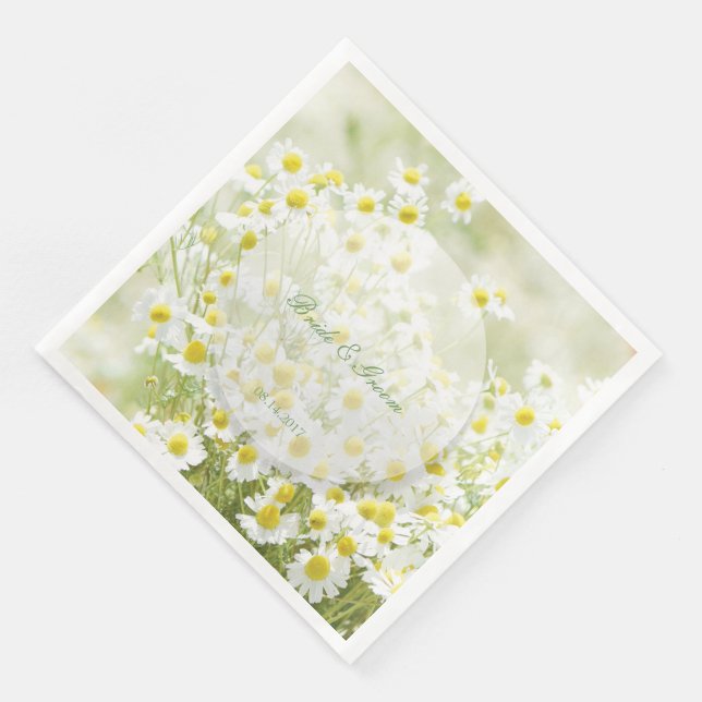 Summerfield Daisies Camomile Flower Wedding Paper Dinner Napkins (Corner)