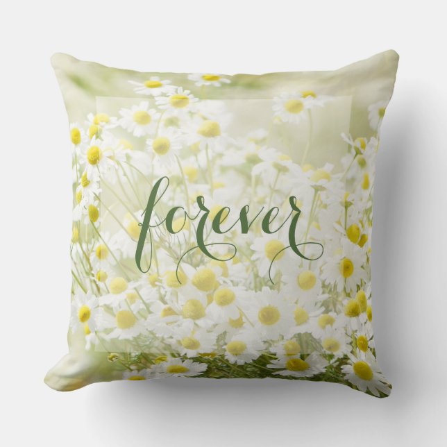 Summerfield Daisies Daisy Flower Wedding  Forever Throw Pillow (Front)